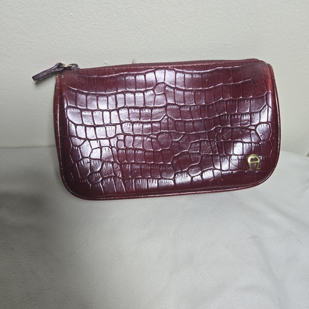 Elegant Red Croc-Embossed Mini Clutch Or Make Up Bag